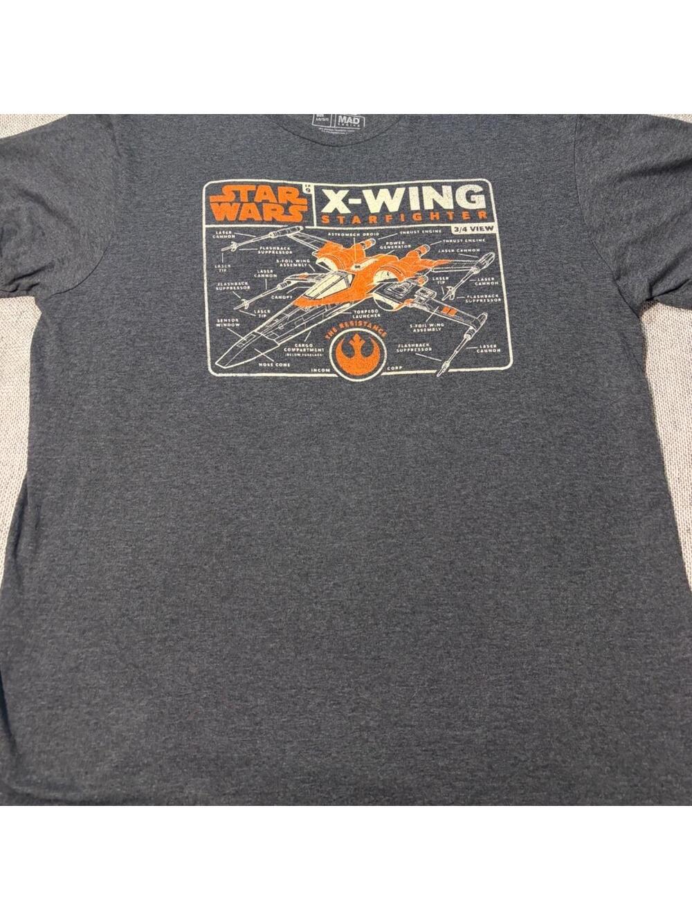 Star Wars X-Wing Fighter Technical Blueprint Tee - L - 0238